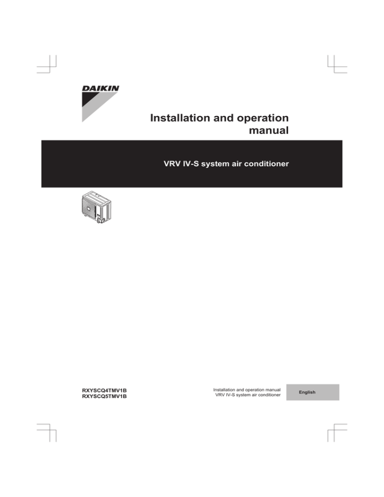 Installation and operation manual Installation and operation manual