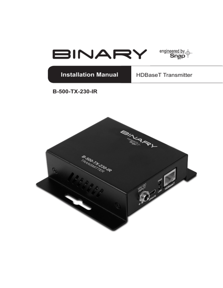 Binary B-500-TX-230-IR Owner's manual Binary B-500-TX-230-IR Owner's manual