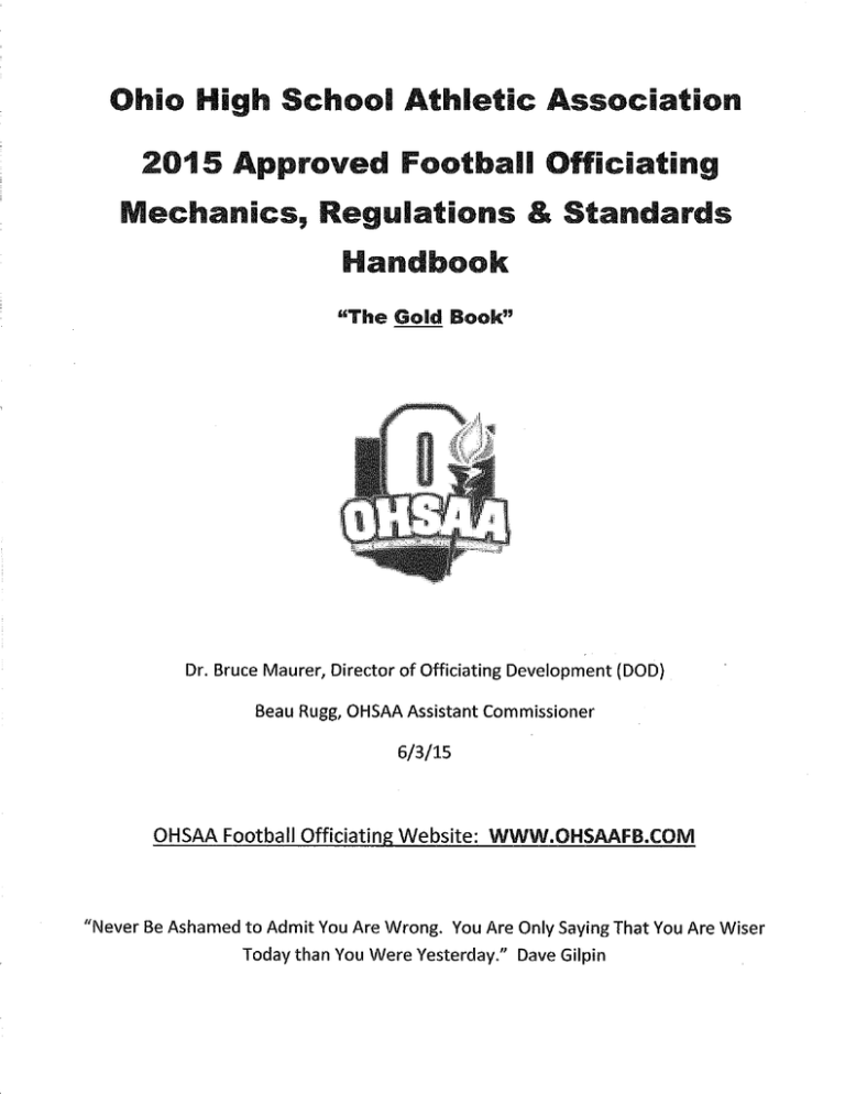 2015 Officiating Gold Book - Ohio High School Athletic Association 2015 Officiating Gold Book - Ohio High School Athletic Association