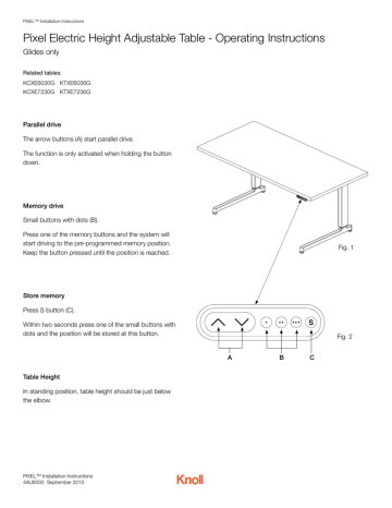 Pixel Electric Height Adjustable Table - Operating Instructions Pixel Electric Height Adjustable Table - Operating Instructions