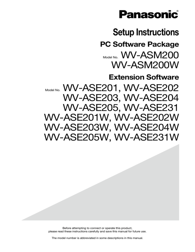 Setup Instructions WV-ASM200W Model No. WV - psn Setup Instructions WV-ASM200W Model No. WV - psn