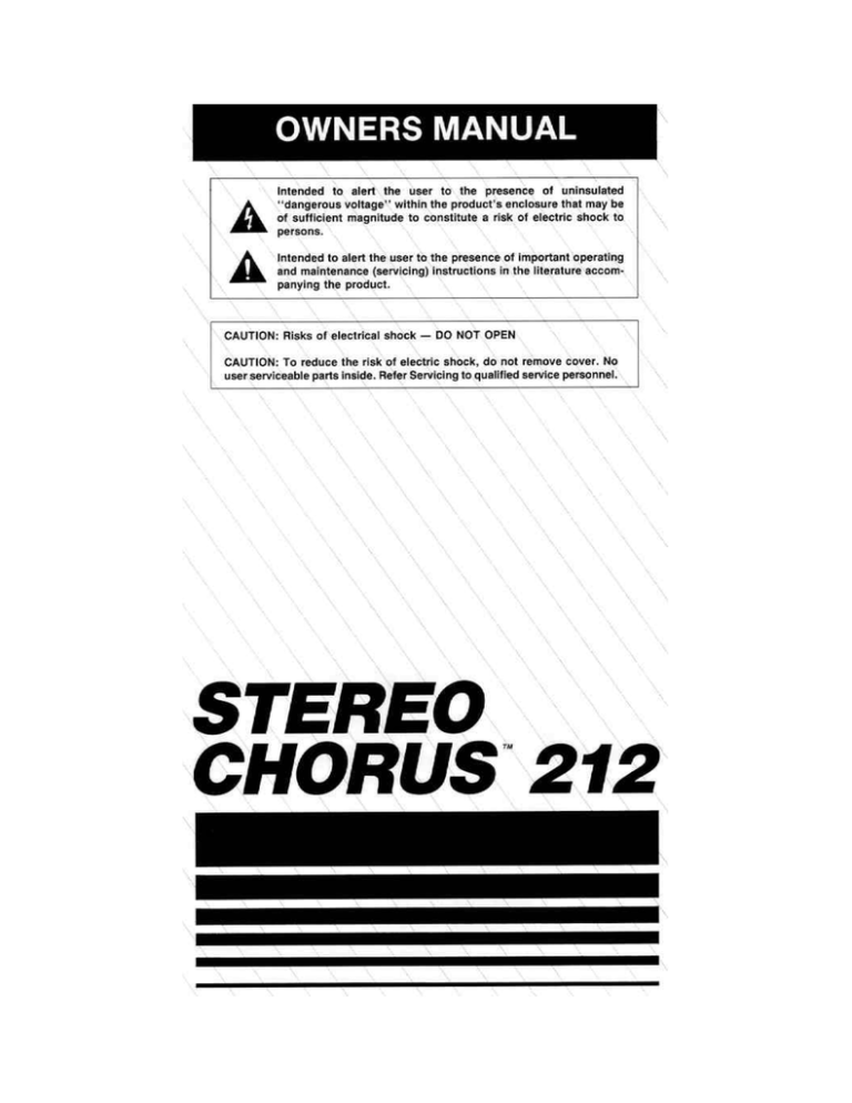 Peavey Stereo Chorus 212 Owner's manual Peavey Stereo Chorus 212 Owner's manual