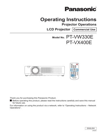 Panasonic PT-VW330 Operating Instructions Manual Panasonic PT-VW330 Operating Instructions Manual