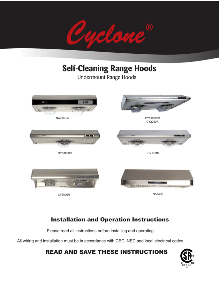 Self-Cleaning Range Hoods Self-Cleaning Range Hoods