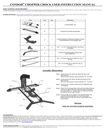 condor chopper chock user instruction manual | Manualzz