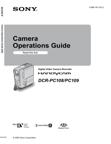 Sony DCR-PC108 Camcorder Operations Guide | Manualzz