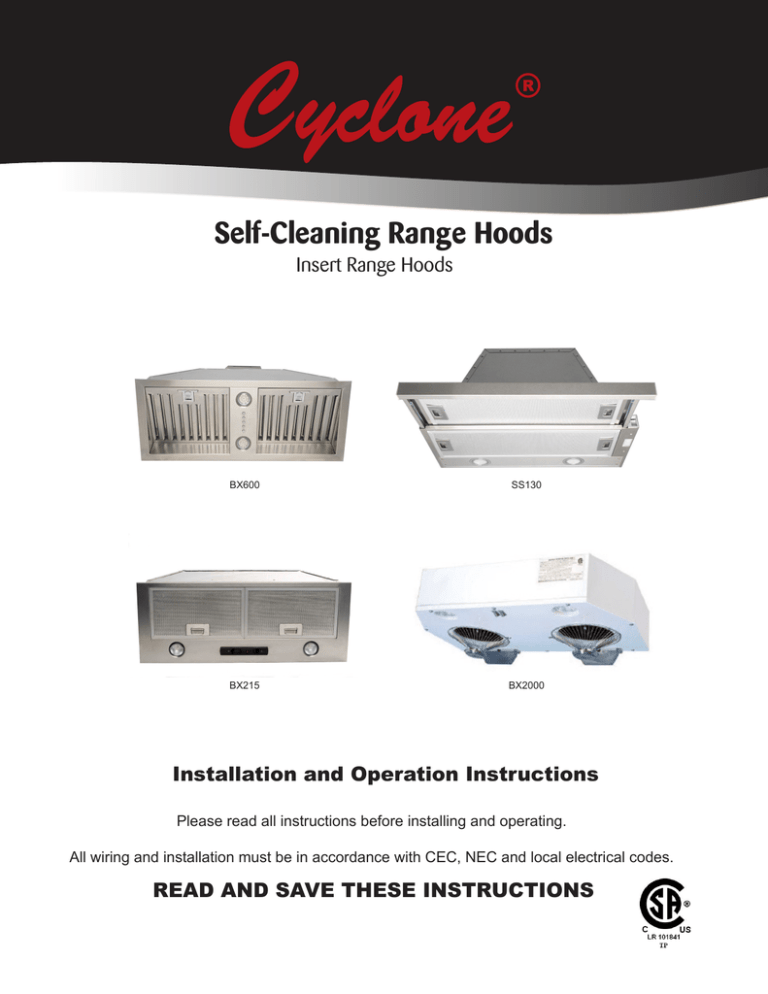 Insert Installation - Cyclone Range Hoods Insert Installation - Cyclone Range Hoods