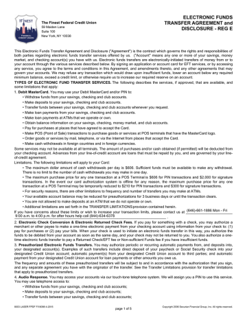 ELECTRONIC FUNDS TRANSFER AGREEMENT and DISCLOSURE ELECTRONIC FUNDS TRANSFER AGREEMENT and DISCLOSURE