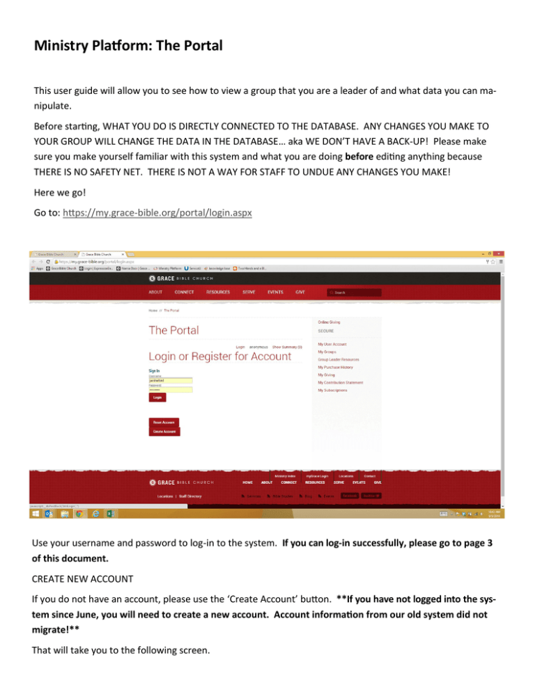 Ministry Platform: The Portal Ministry Platform: The Portal