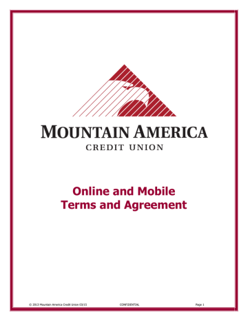 Online Mobile Agreement - Mountain America Credit Union Online Mobile Agreement - Mountain America Credit Union