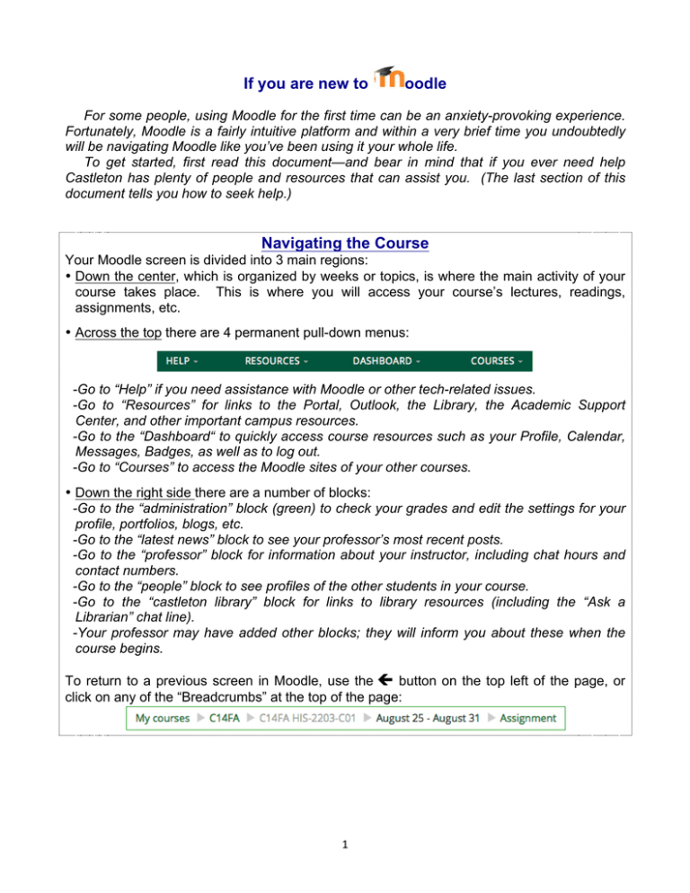 If you are new to oodle Navigating the Course If you are new to oodle Navigating the Course