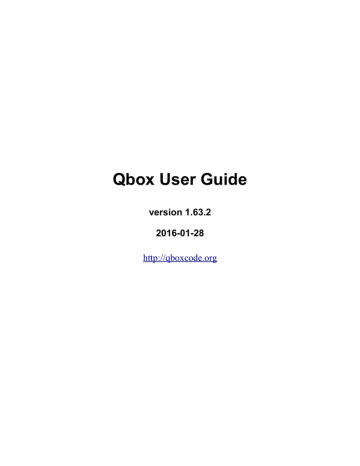 Qbox User Guide Qbox User Guide