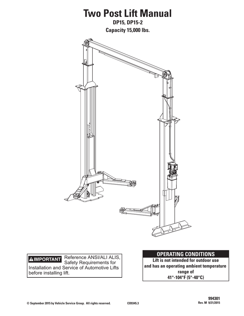 Worth 2 Post Lift Installation Instructions