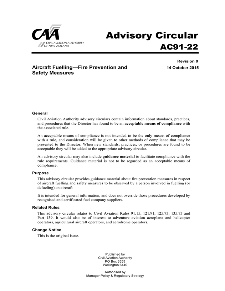 AC91-22 - Civil Aviation Authority of New Zealand AC91-22 - Civil Aviation Authority of New Zealand
