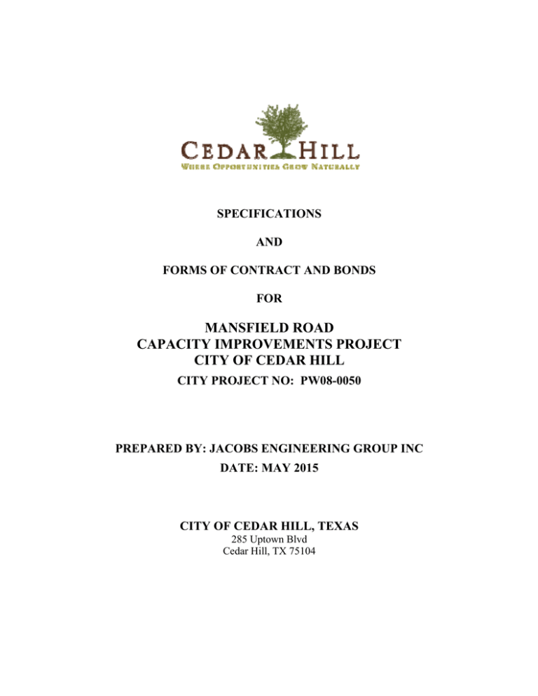 mansfield road capacity improvements project city of cedar hill mansfield road capacity improvements project city of cedar hill