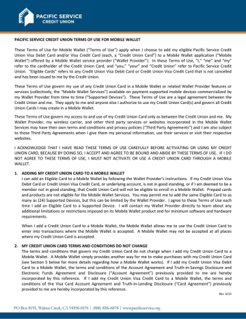 Mobile Wallet Terms and Conditions Mobile Wallet Terms and Conditions