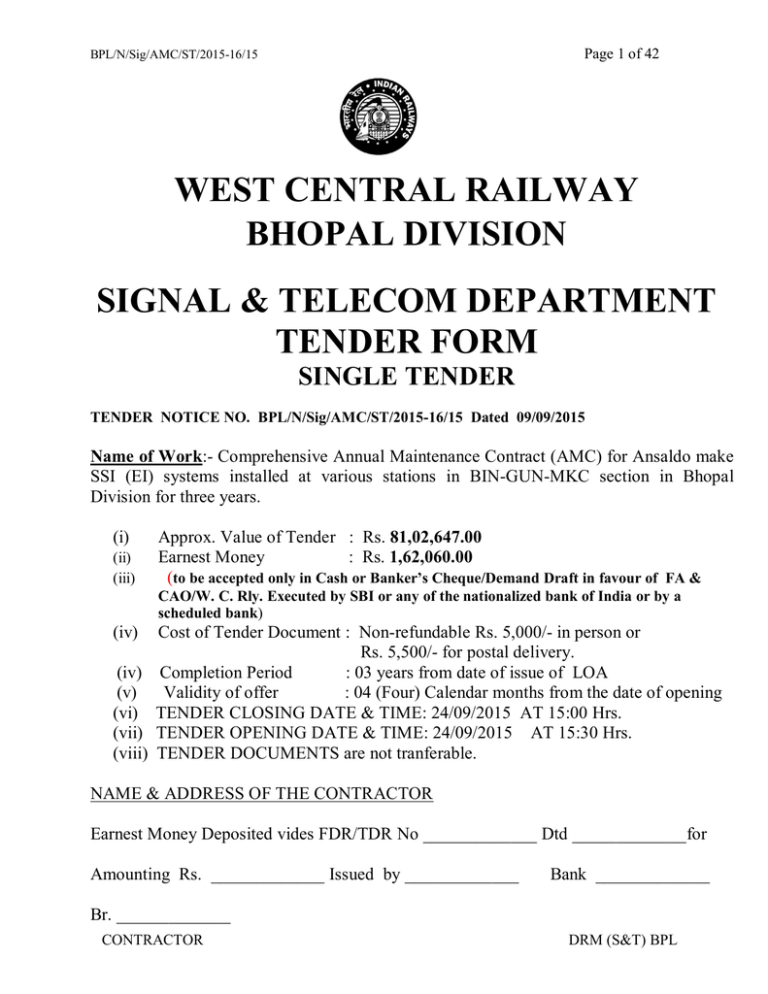 west central railway bhopal division signal & telecom department west central railway bhopal division signal & telecom department