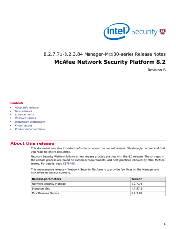 Network Security Platform 8.2.7.71-8.2.3.84 Manager-Mxx30 Network Security Platform 8.2.7.71-8.2.3.84 Manager-Mxx30