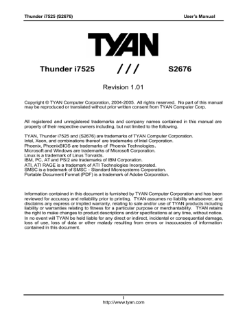 Tyan Thunder i7525 S2676 User manual | Manualzz