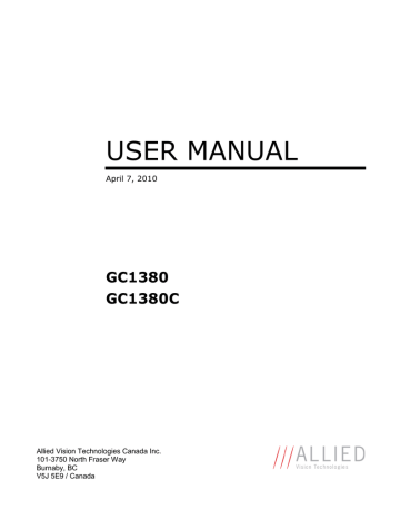 Prosilica GC1380 | GC1380C Manual | Manualzz Prosilica GC1380 | GC1380C Manual | Manualzz