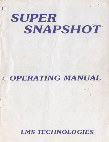 PDF: Super Snapshot v2.0 Operating Manual PDF: Super Snapshot v2.0 Operating Manual