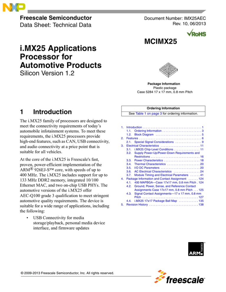 NXP i.MX255, i.MX251 Datasheet NXP i.MX255, i.MX251 Datasheet