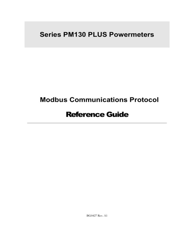 PM130 PLUS. Коммуникационный протокол Modbus. Справочное руководство (англ.) PM130 PLUS. Коммуникационный протокол Modbus. Справочное руководство (англ.)