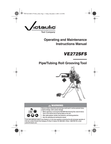 Victaulic 272SFS Roll Groover Operators Manual | Manualzz