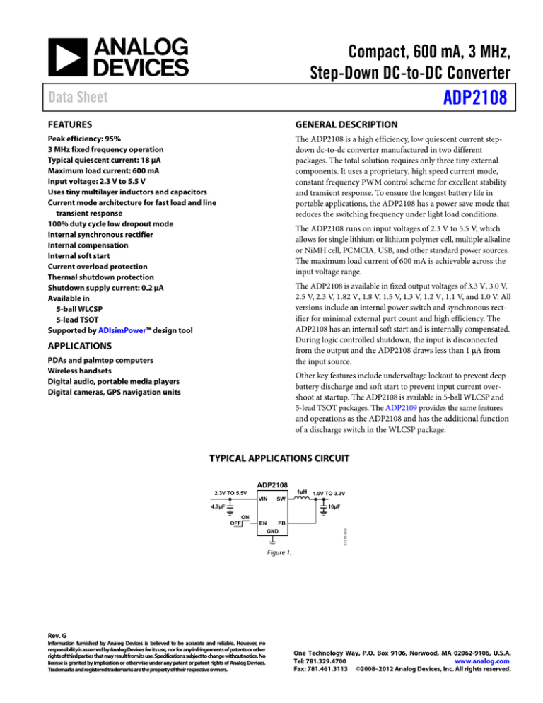 datasheet for ADP2108AUJZ-1.2 datasheet for ADP2108AUJZ-1.2