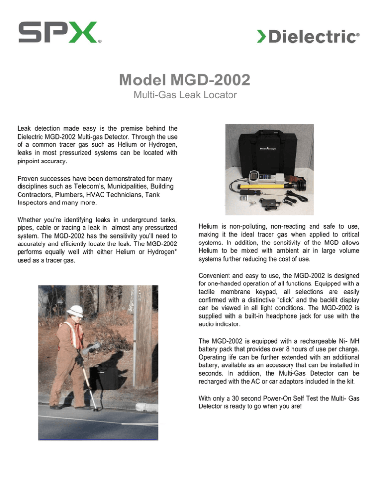 MGD-2002 Multi-Gas Leak Locator Brochure MGD-2002 Multi-Gas Leak Locator Brochure