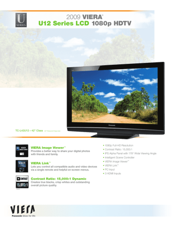 Panasonic TC-L42U12 Product Sheet Panasonic TC-L42U12 Product Sheet