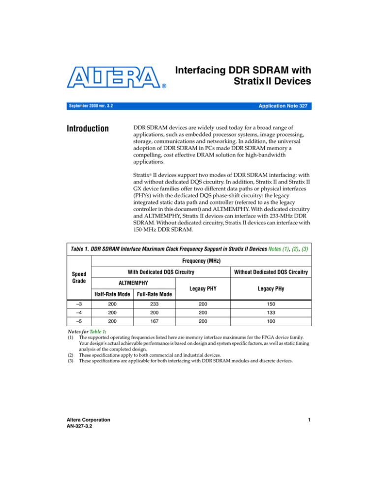 AN 327: Interfacing DDR SDRAM with Stratix II Devices ( 英語版 ・PDF) AN 327: Interfacing DDR SDRAM with Stratix II Devices ( 英語版 ・PDF)