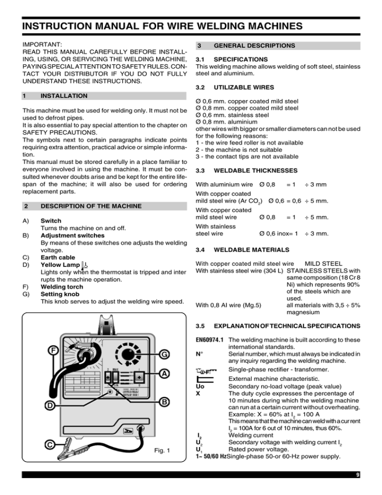 INSTRUCTION MANUAL FOR WIRE WELDING MACHINES INSTRUCTION MANUAL FOR WIRE WELDING MACHINES