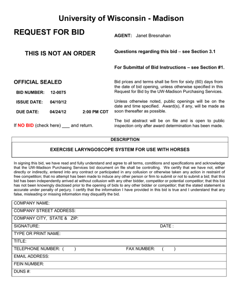 12-0075 (Request for Bid package) 12-0075 (Request for Bid package)