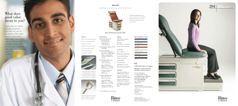 Brochure: 204 Manual Examination Table Brochure: 204 Manual Examination Table
