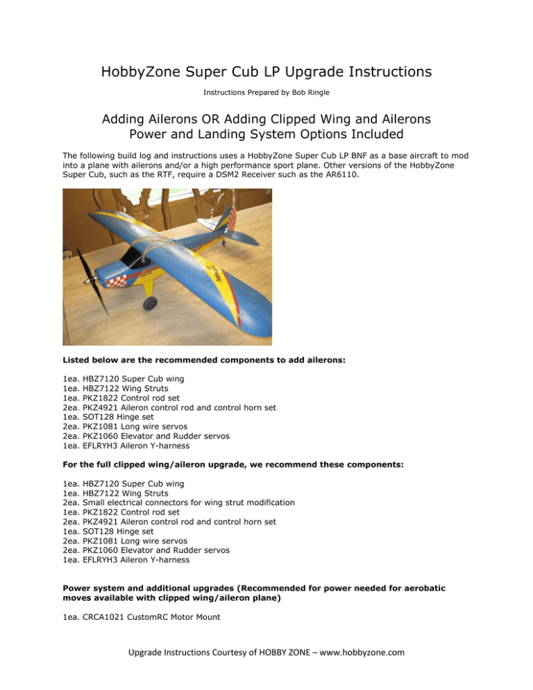 HobbyZone Super Cub LP Upgrade Instructions HobbyZone Super Cub LP Upgrade Instructions