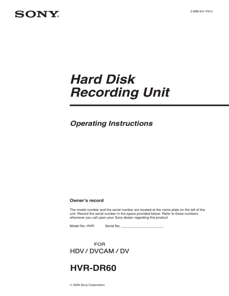 HVR-DR60 Manual HVR-DR60 Manual