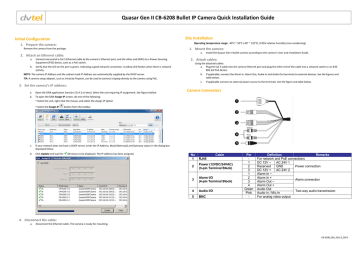 Quasar Gen II CB-6208 Bullet IP Camera Quick Installation Guide | Manualzz Quasar Gen II CB-6208 Bullet IP Camera Quick Installation Guide | Manualzz