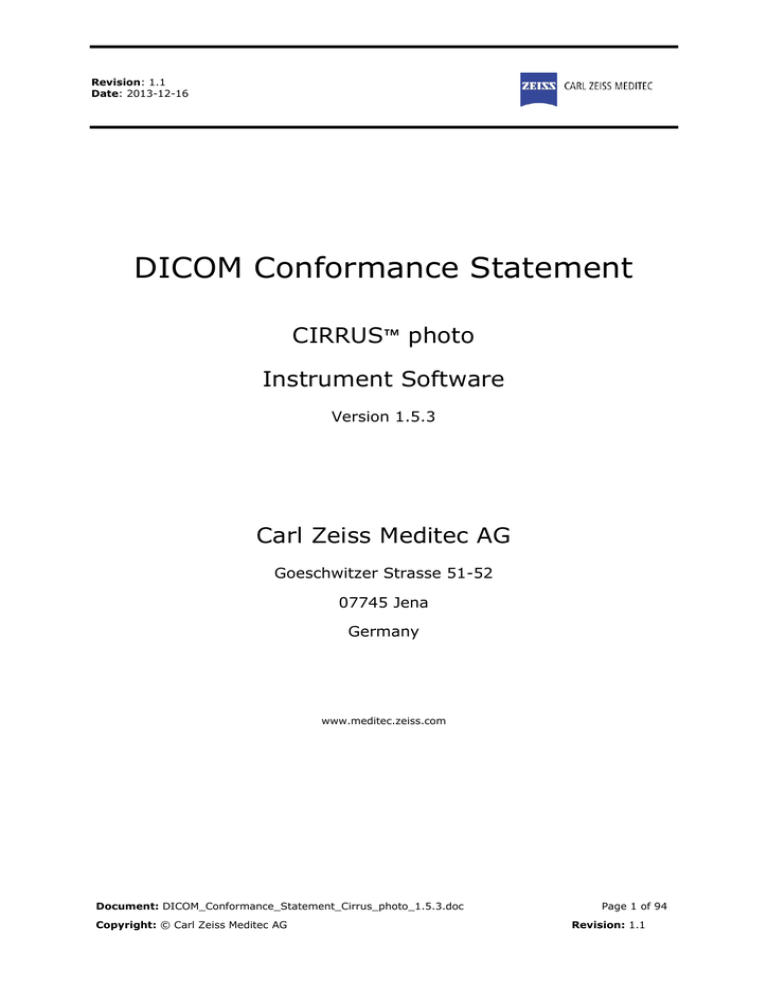 CIRRUS photo Instrument Software Version 1.5.3 CIRRUS photo Instrument Software Version 1.5.3