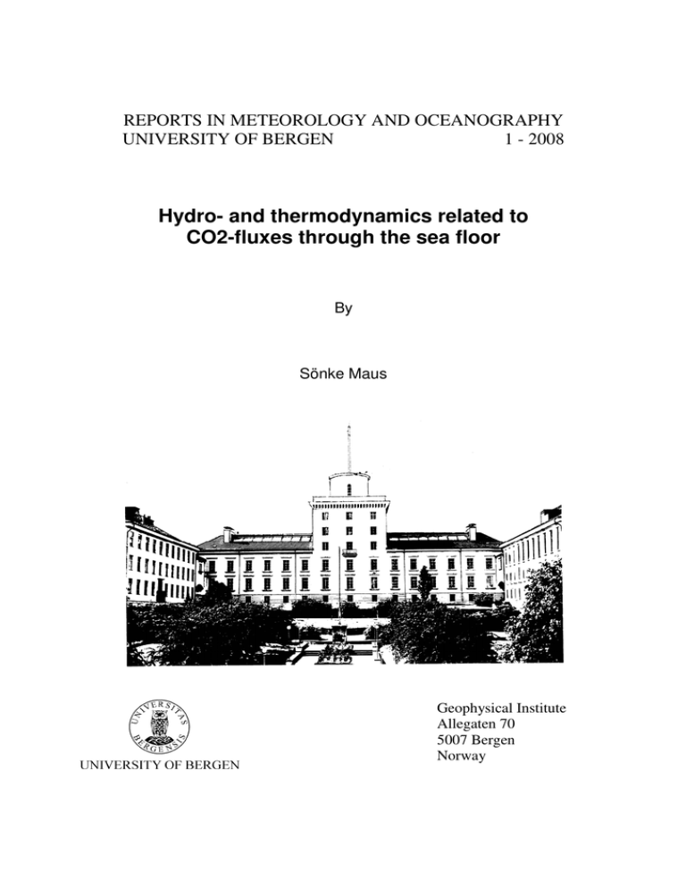 REPORTS IN METEOROLOGY AND OCEANOGRAPHY REPORTS IN METEOROLOGY AND OCEANOGRAPHY