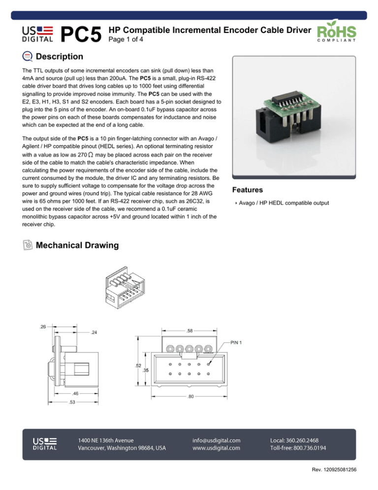 datasheet for PC5 by US Digital datasheet for PC5 by US Digital