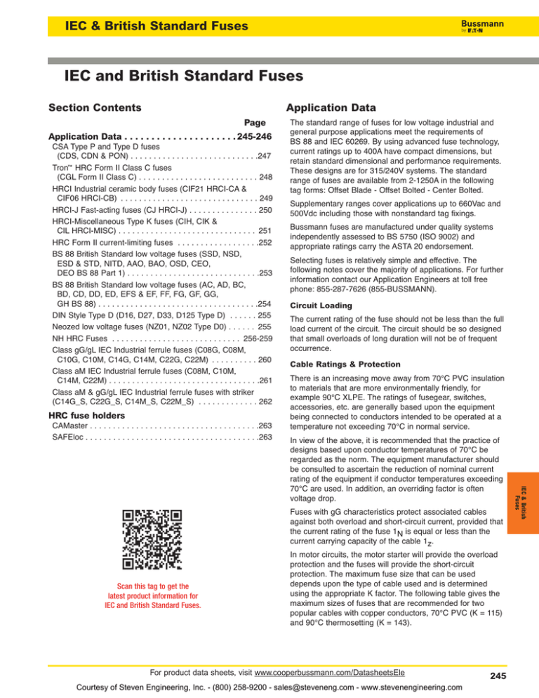 Fuses - IEC and British Standard Fuses - IEC and British Standard