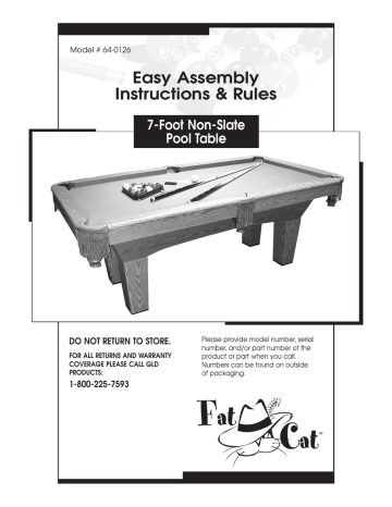 Easy Assembly Instructions & Rules 7-Foot Non-Slate Pool Table | Manualzz