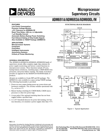 a Microprocessor Supervisory Circuits ADM691A/ADM693A/ADM800L/M a Microprocessor Supervisory Circuits ADM691A/ADM693A/ADM800L/M