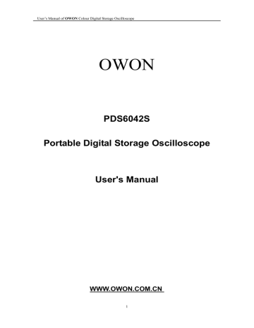 OWON PDS6062T User manual | Manualzz