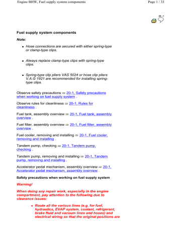 Volkswagen 2.0L Engine BHW: Fuel supply system components (eng.) | Manualzz