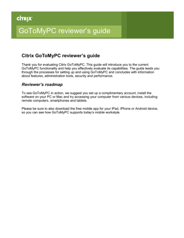 GoToMyPC Reviewer’s Guide GoToMyPC Reviewer’s Guide