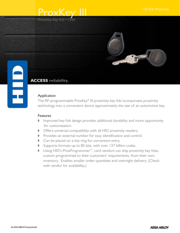 ProxKey III ACCESS reliability. ProxKey III ACCESS reliability.