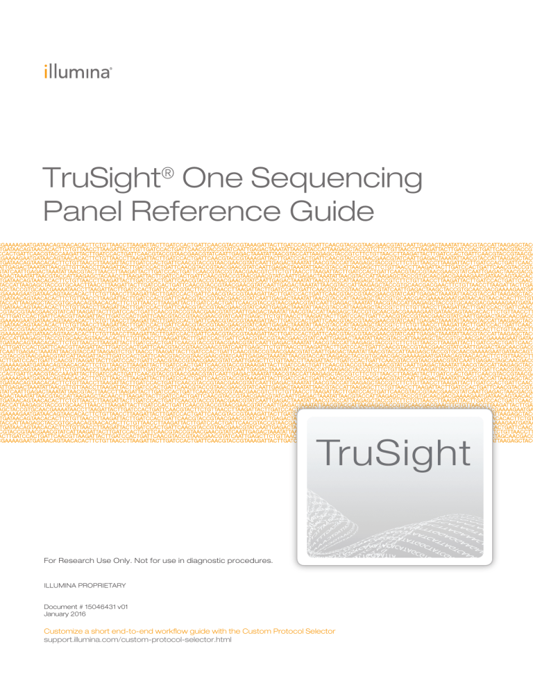 TruSight One Sequencing Panel Reference Guide (15046431 01) TruSight One Sequencing Panel Reference Guide (15046431 01)