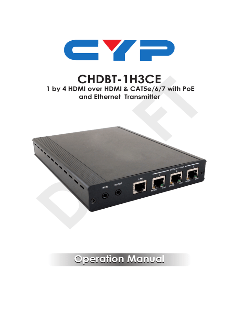 DRAFT CHDBT-1H3CE Operation Manual DRAFT CHDBT-1H3CE Operation Manual